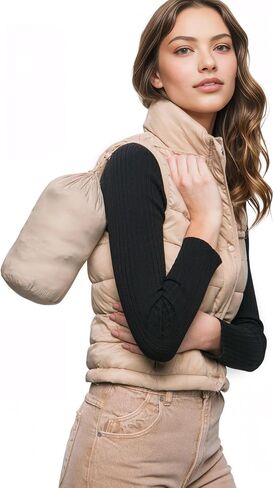 Love Tree Women's Juniors Cropped Packable Travel Puffer Vest in Saudi Arabia