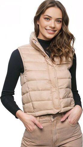 Love Tree Women's Juniors Cropped Packable Travel Puffer Vest in Saudi Arabia
