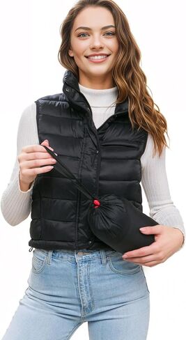 Love Tree Women's Juniors Cropped Packable Travel Puffer Vest in Saudi Arabia