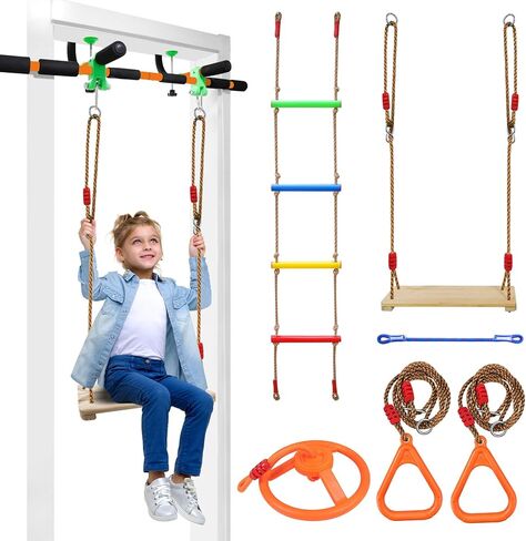 Door Swing for Kids,Indoor Pull up bar for Adults,Doorway Swing Kids with 4pcs,Indoor Doorway Gym Set for Kids and Adults-Sensory Swing (JS010007-OR) in Saudi Arabia
