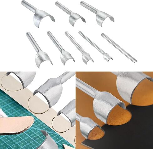 Twilight Garage 8 قطع جلدية نصف دائرية على شكل قاطع جلدي أدوات ثقب وحزام وحزام ومحفظة وقوس مسطح ومنحنى نهاية الزاوية مطلي بمجموعة أدوات القطع in Kuwait