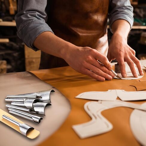 Twilight Garage 8 قطع جلدية نصف دائرية على شكل قاطع جلدي أدوات ثقب وحزام وحزام ومحفظة وقوس مسطح ومنحنى نهاية الزاوية مطلي بمجموعة أدوات القطع in Kuwait