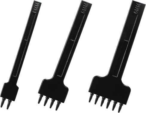 Hitefu 3PCS Leather Prong Punch Tool Set, 6mm Leather Row Round Hole Tooth Stitching Chisel, 2/4/6 Prong Circular Cut Leather Stitching Punch Accessories for Leather Craft Supplies in Saudi Arabia