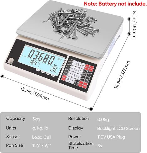 Industrial Counting Scale 3kg/0.05g with RS232 Port Digital Inventory Counting Scale for Parts Coins Piece Counting Scale for Computer/Printer, Precision Electronic Gram Scale(g/kg/lb) in Saudi Arabia