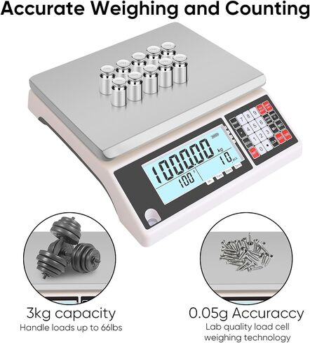 Industrial Counting Scale 3kg/0.05g with RS232 Port Digital Inventory Counting Scale for Parts Coins Piece Counting Scale for Computer/Printer, Precision Electronic Gram Scale(g/kg/lb) in Saudi Arabia