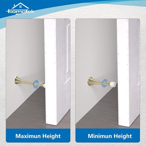 HOMOTEK 2 حزمة سدادات أبواب زنبركية متداخلة، ممتدة من 3-1/8 إلى 4-1/4 بوصة مثبتة على الحائط - سدادات أبواب طويلة للغاية - واقي حائط زنبركي مرن (نيكل الساتان) in Kuwait