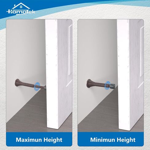 HOMOTEK 2 حزمة سدادات أبواب زنبركية متداخلة، ممتدة من 3-1/8 إلى 4-1/4 بوصة مثبتة على الحائط - سدادات أبواب طويلة للغاية - واقي حائط زنبركي مرن (نيكل الساتان) in Kuwait