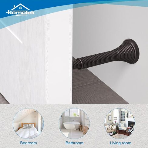 HOMOTEK 2 حزمة سدادات أبواب زنبركية متداخلة، ممتدة من 3-1/8 إلى 4-1/4 بوصة مثبتة على الحائط - سدادات أبواب طويلة للغاية - واقي حائط زنبركي مرن (نيكل الساتان) in Kuwait