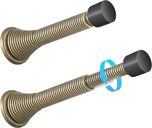 HOMOTEK 2 حزمة سدادات أبواب زنبركية متداخلة، ممتدة من 3-1/8 إلى 4-1/4 بوصة مثبتة على الحائط - سدادات أبواب طويلة للغاية - واقي حائط زنبركي مرن (نيكل الساتان) in Kuwait