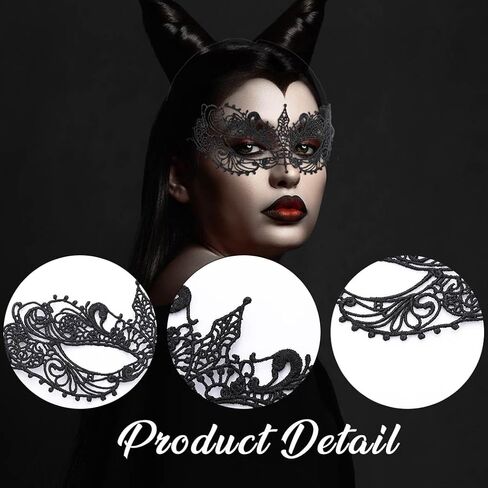 قناع تنكر مثير من الدانتيل البندقية، قناع عصري للحفلات، قناع للهالوين، إكسسوار أزياء للنساء (B) in Kuwait