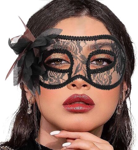 Tgirls Masquerade Mask for Women Flower Lace Masks Sexy Eye Mask Costume Party Prom Face Mask for Halloween in Kuwait