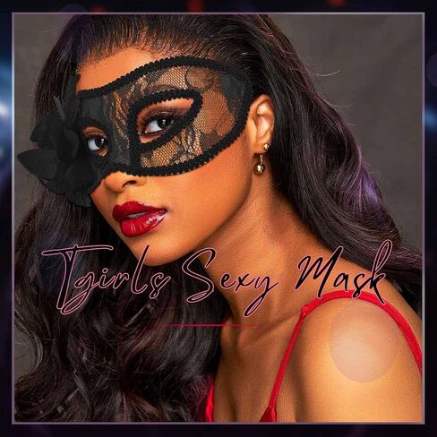 Tgirls Masquerade Mask for Women Flower Lace Masks Sexy Eye Mask Costume Party Prom Face Mask for Halloween in Kuwait