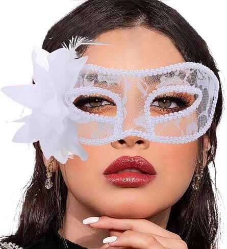 Tgirls Masquerade Mask for Women Flower Lace Masks Sexy Eye Mask Costume Party Prom Face Mask for Halloween in Kuwait
