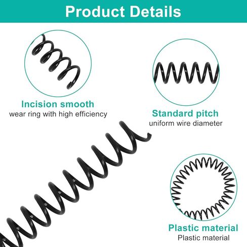 Plastic Spiral Binding Coils 100 Pack, Coil Binding 10mm(3/8") 75 Sheet Capacity, 4:1 Pitch Black Binding Spirals for Students and Coworkers in Kuwait