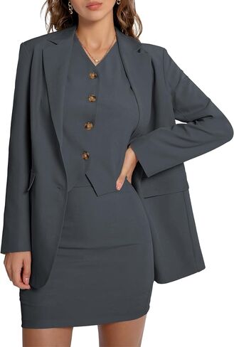 Women's Suits 3 Piece Business Casual Short Set Blazer Jacket Waistcoat and Mini Skirt Matching Outfits in Saudi Arabia