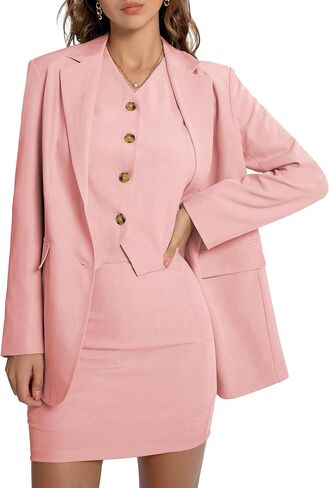 Women's Suits 3 Piece Business Casual Short Set Blazer Jacket Waistcoat and Mini Skirt Matching Outfits in Saudi Arabia