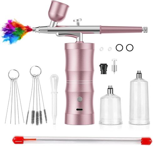 Airbrush kit with air compressor,32PSI Airbrush kit Rechargeable Auto Handheld Cordless Airbrush Set Wireless, Barber Air Brush kit, Nail Art, Cake Decor, Makeup, Model Painting in Saudi Arabia