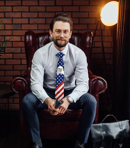 Men's Woven US Flag Tie - American Flag Men's Patriotic Woven Neckties with Bald Eagle Design in Saudi Arabia