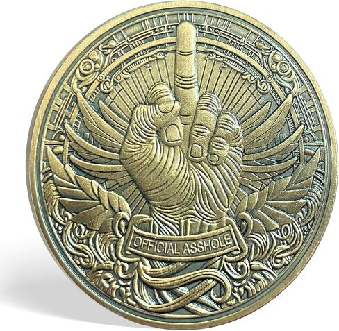 Official Asshole Coin Funny Challenge Coins Novelty Coins Dickhear Award Coin (Middle Finger-01, Piece, 1) in Saudi Arabia