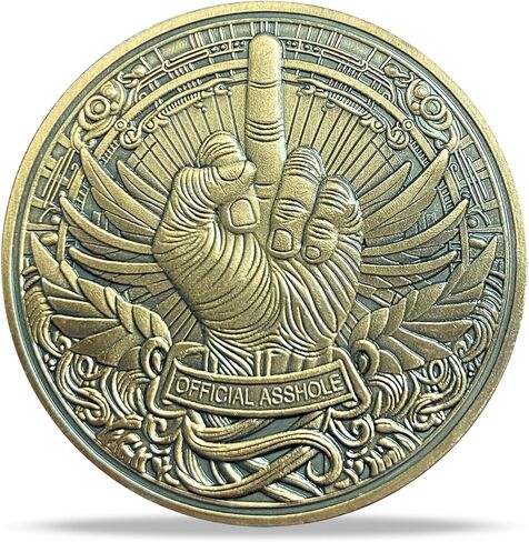 Official Asshole Coin Funny Challenge Coins Novelty Coins Dickhear Award Coin (Middle Finger-01, Piece, 1) in Saudi Arabia