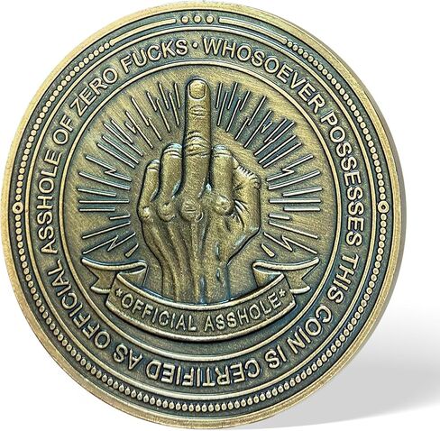 Official Asshole Coin Funny Challenge Coins Novelty Coins Dickhear Award Coin (Middle Finger-01, Piece, 1) in Saudi Arabia