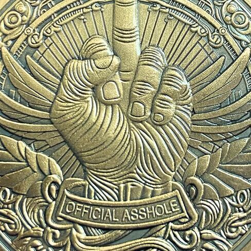 Official Asshole Coin Funny Challenge Coins Novelty Coins Dickhear Award Coin (Middle Finger-01, Piece, 1) in Saudi Arabia