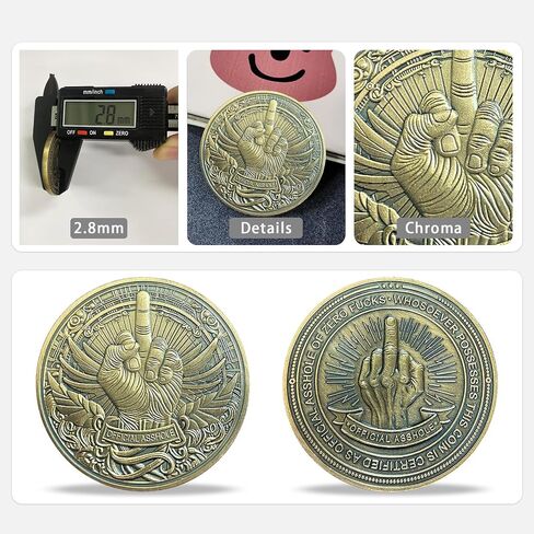 Official Asshole Coin Funny Challenge Coins Novelty Coins Dickhear Award Coin (Middle Finger-01, Piece, 1) in Saudi Arabia