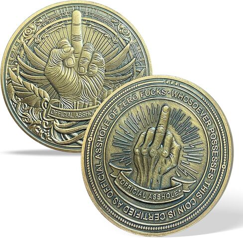 Official Asshole Coin Funny Challenge Coins Novelty Coins Dickhear Award Coin (Middle Finger-01, Piece, 1) in Saudi Arabia