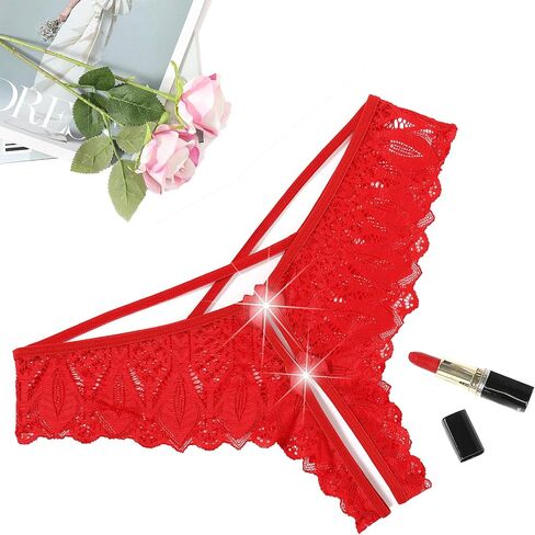Avidlove Lace Panties for Women Rhinestone Cheeky Briefs Criss Cross String Hipster Underwear in Saudi Arabia