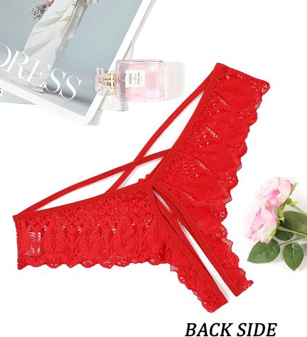Avidlove Lace Panties for Women Rhinestone Cheeky Briefs Criss Cross String Hipster Underwear in Saudi Arabia