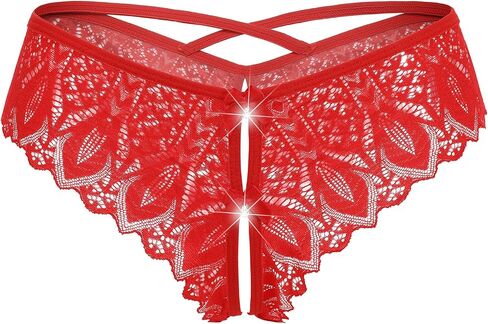 Avidlove Lace Panties for Women Rhinestone Cheeky Briefs Criss Cross String Hipster Underwear in Saudi Arabia