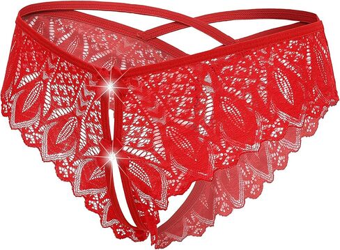 Avidlove Lace Panties for Women Rhinestone Cheeky Briefs Criss Cross String Hipster Underwear in Saudi Arabia