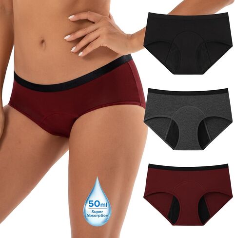INNERSY Women’s Period Underwear Bamboo Rayon Heavy Flow Period Panties for Women 3 Pack in Saudi Arabia