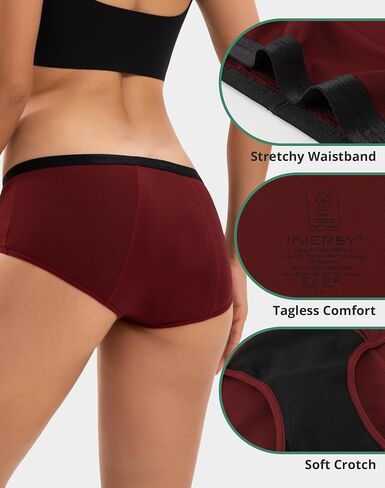 INNERSY Women’s Period Underwear Bamboo Rayon Heavy Flow Period Panties for Women 3 Pack in Saudi Arabia