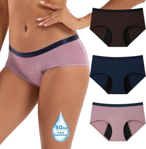 INNERSY Women’s Period Underwear Bamboo Rayon Heavy Flow Period Panties for Women 3 Pack in Saudi Arabia