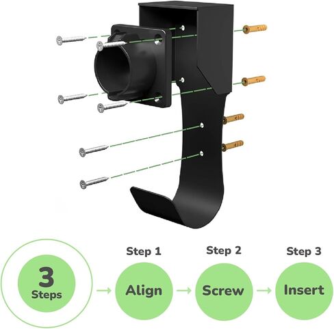 EV Charger Connector/Nozzle Holster Dock, J-Hook Cable Hanger Cable Management Wall Mount for SAE J1772 Connector, Made Out of Heavy Duty Steel and Strong ABS Material in Saudi Arabia