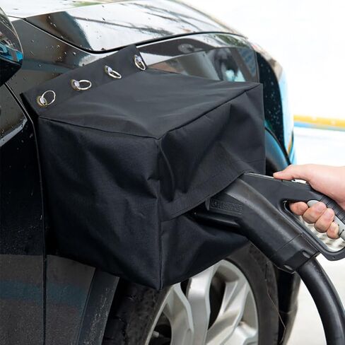 غطاء منفذ شاحن EV، قماش أكسفورد 600D مقاوم للماء، غطاء قابس شاحن EV، غطاء حماية لمنفذ شحن السيارة الكهربائية، أسود in Kuwait