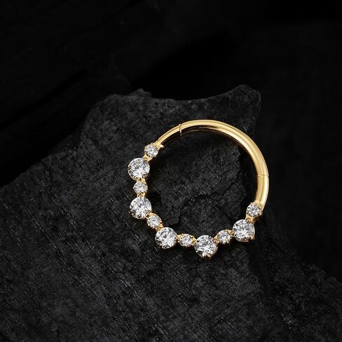FINE4U ASTM F136 Titanium Nose Ring Hoop 16G 8mm for Daith, Septum in Kuwait