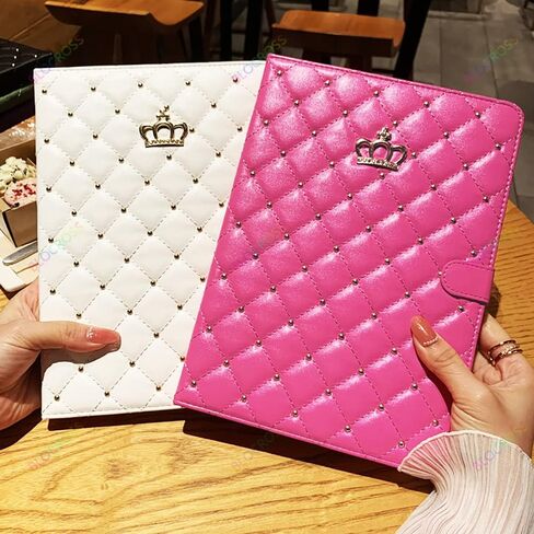 Topwin Crown Design Case for iPad 9.7 2018 2017/ iPad Air 2, Diamond Cute Elegant PU Leather Smart Auto Sleep/Wake Stand Shockproof Case for Apple iPad 5th/6th/iPad Air (Black) in Kuwait