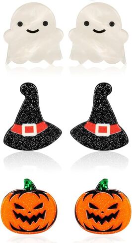 Halloween Earrings for Women Bat Pumpkin Black Cat Witch Hat Skull Earrings Costume Party Jewelry in Saudi Arabia