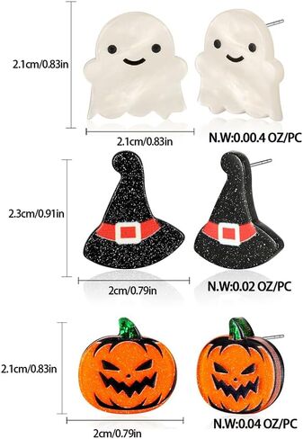 Halloween Earrings for Women Bat Pumpkin Black Cat Witch Hat Skull Earrings Costume Party Jewelry in Saudi Arabia