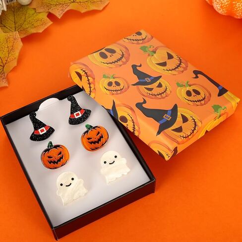 Halloween Earrings for Women Bat Pumpkin Black Cat Witch Hat Skull Earrings Costume Party Jewelry in Saudi Arabia