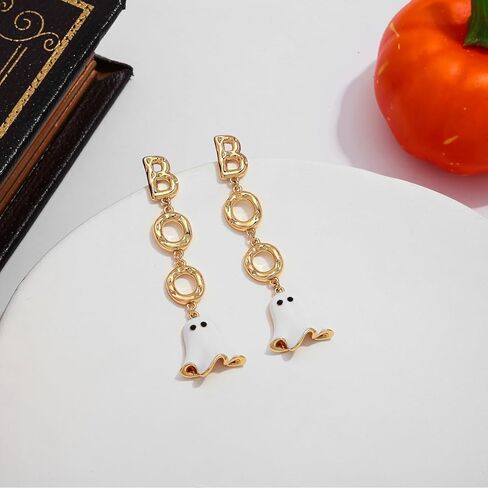 Halloween Earrings for Women Bat Pumpkin Black Cat Witch Hat Skull Earrings Costume Party Jewelry in Kuwait