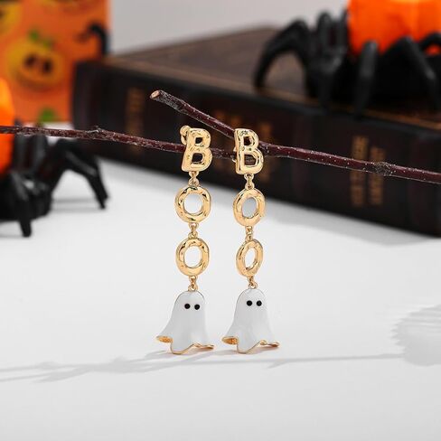 Halloween Earrings for Women Bat Pumpkin Black Cat Witch Hat Skull Earrings Costume Party Jewelry in Kuwait