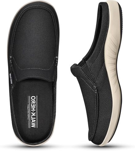 Mens Slippers with Arch Support, Breathable House Slippers for Men with Mesh Lining, Orthopedic Slip On Clog for Plantar Fasciitis, Indoor Outdoor House Shoes with Anti-Skid Rubber Sole (Black, 11) in Saudi Arabia