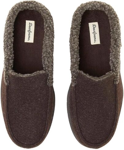 Dearfoams Men's Memory Foam Insole Slipper (BLACK, US Footwear Size System, Adult, Men, Numeric Range, Large, 11, 12) in Saudi Arabia