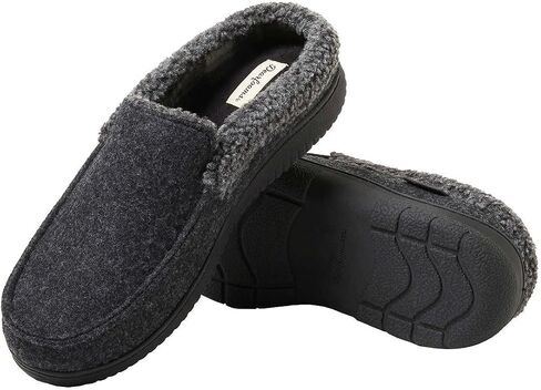Dearfoams Men's Memory Foam Insole Slipper (BLACK, US Footwear Size System, Adult, Men, Numeric Range, Large, 11, 12) in Saudi Arabia