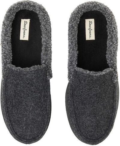 Dearfoams Men's Memory Foam Insole Slipper (BLACK, US Footwear Size System, Adult, Men, Numeric Range, Large, 11, 12) in Saudi Arabia