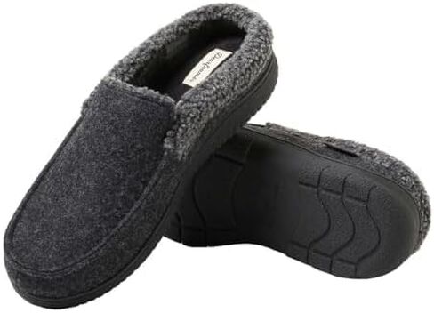 Dearfoams Men's Memory Foam Insole Slipper (BLACK, US Footwear Size System, Adult, Men, Numeric Range, Large, 11, 12) in Saudi Arabia