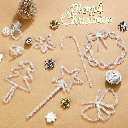 600 قطعة من منظفات الأنابيب اللامعة من سيندر للحرف اليدوية، مقاس 30.48 سم، سيقان من الشنيل، منظفات الأنابيب المعدنية الفضية بالجملة لعيد الميلاد، لوازم الحرف اليدوية والديكورات الفنية in Kuwait